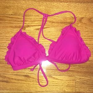 Pink Ruffle Bikini Top